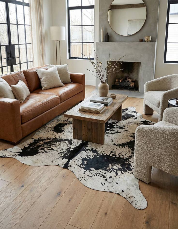 Detail image of 6' 3 x 7' 2 Cowhide Leather Rug