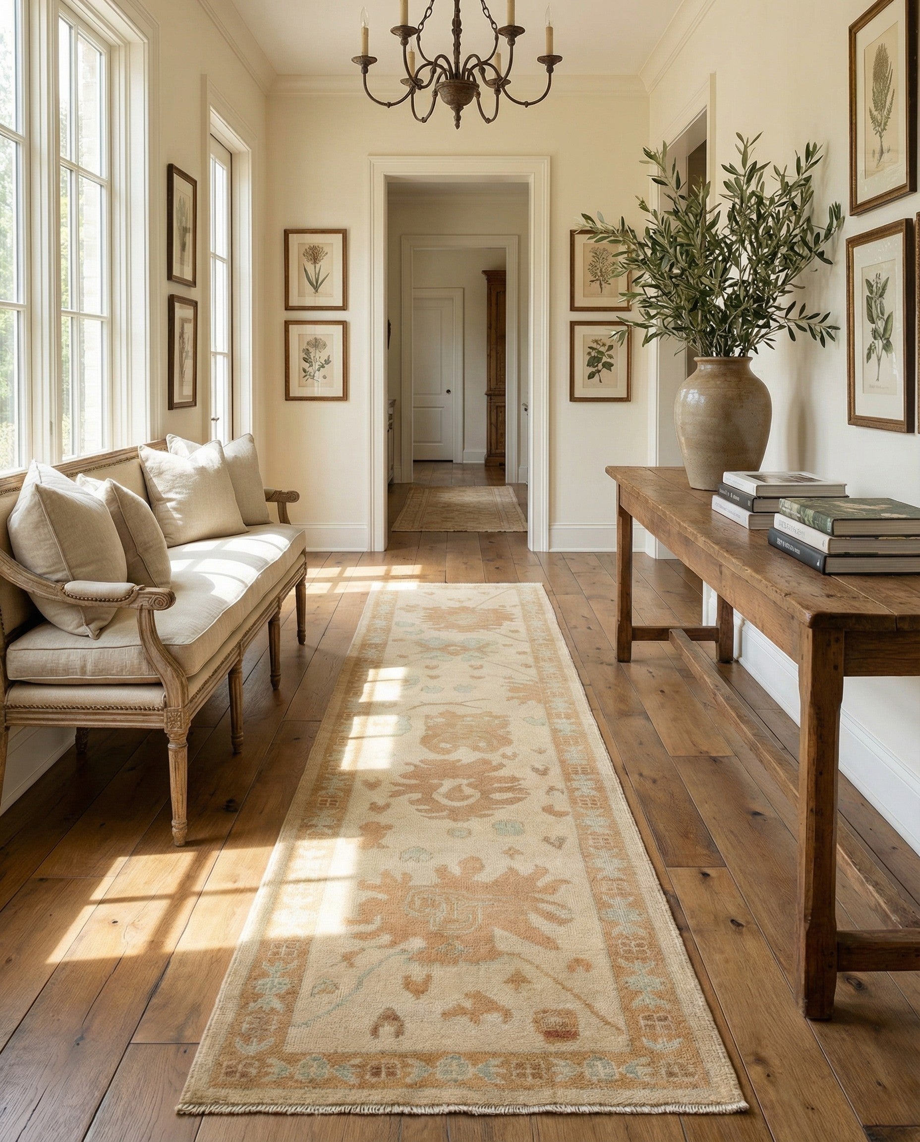 2' 8 x 11' 8 Hand Knotted Oushak Wool Runner Rug