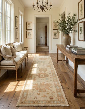 2' 8 x 11' 8 Hand Knotted Oushak Wool Runner Rug