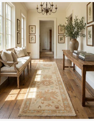 2' 8 x 11' 8 Hand Knotted Oushak Wool Runner Rug