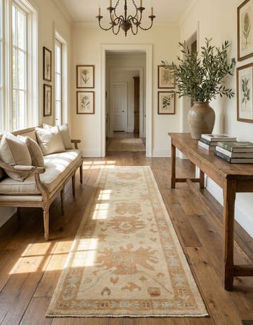 2' 8 x 11' 8 Hand Knotted Oushak Wool Runner Rug