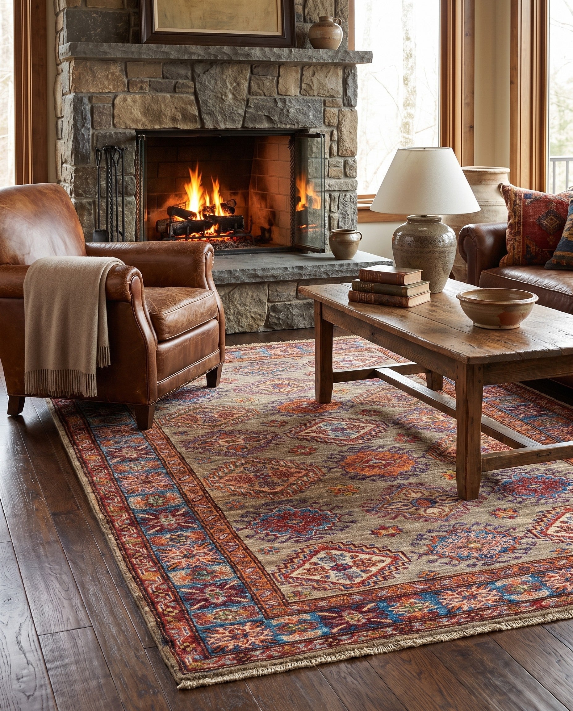 4' 3 x 6' 4 Hand Knotted Kazak Rug