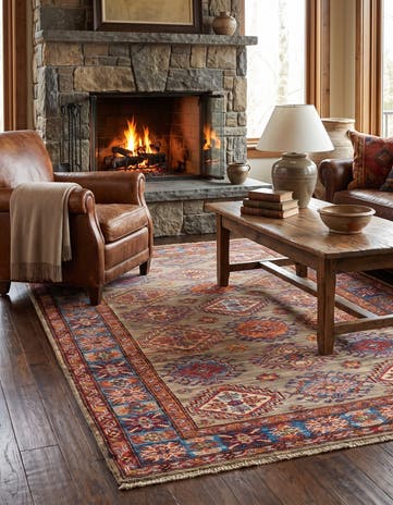 4' 3 x 6' 4 Hand Knotted Kazak Rug