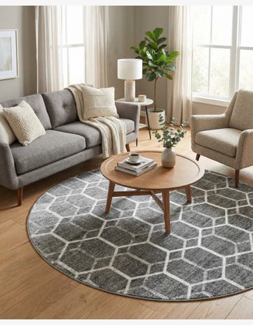 7' x 7' Lattice Trellis Round Rug
