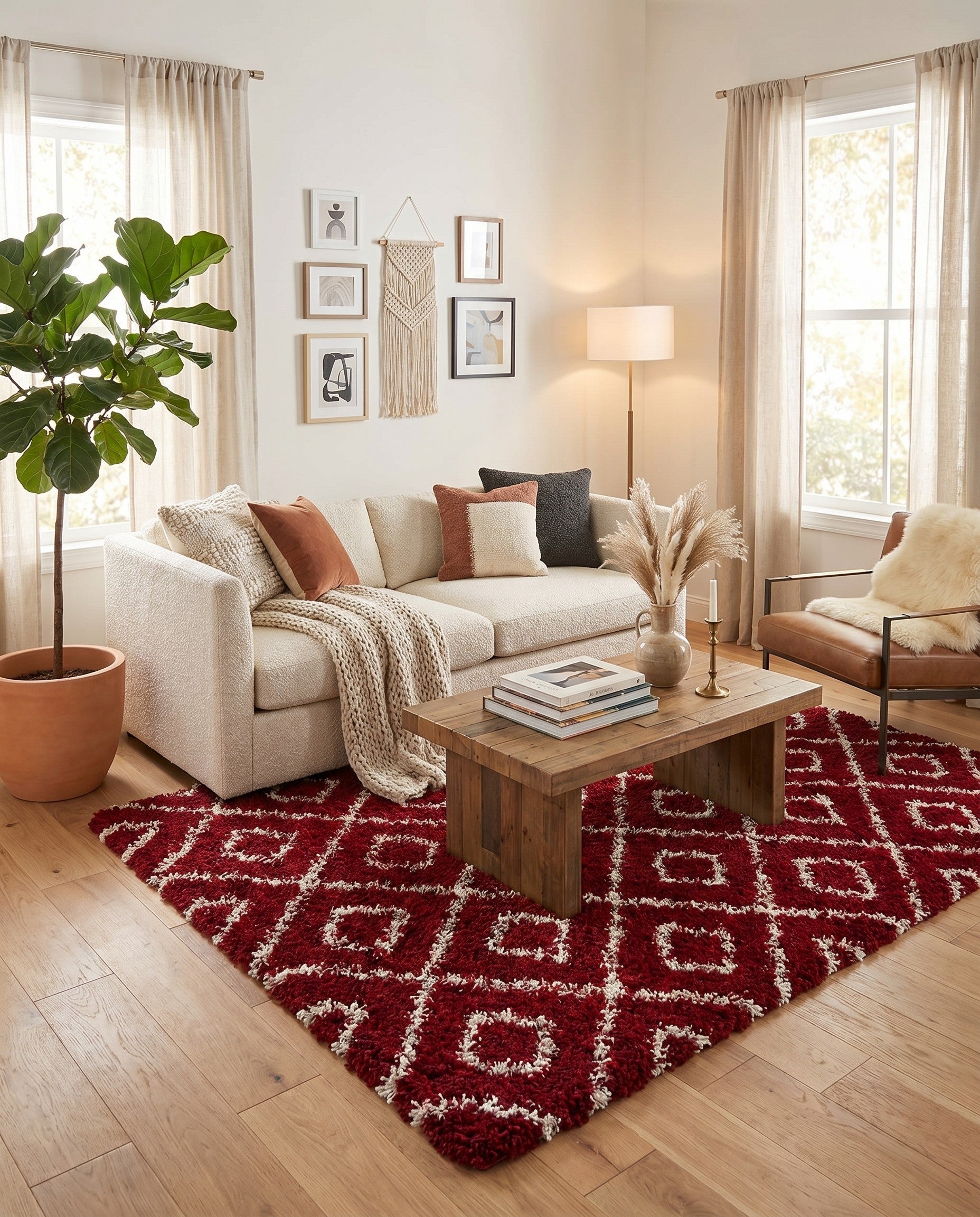 7' 10 x 7' 10 Lattice Shag Square Rug
