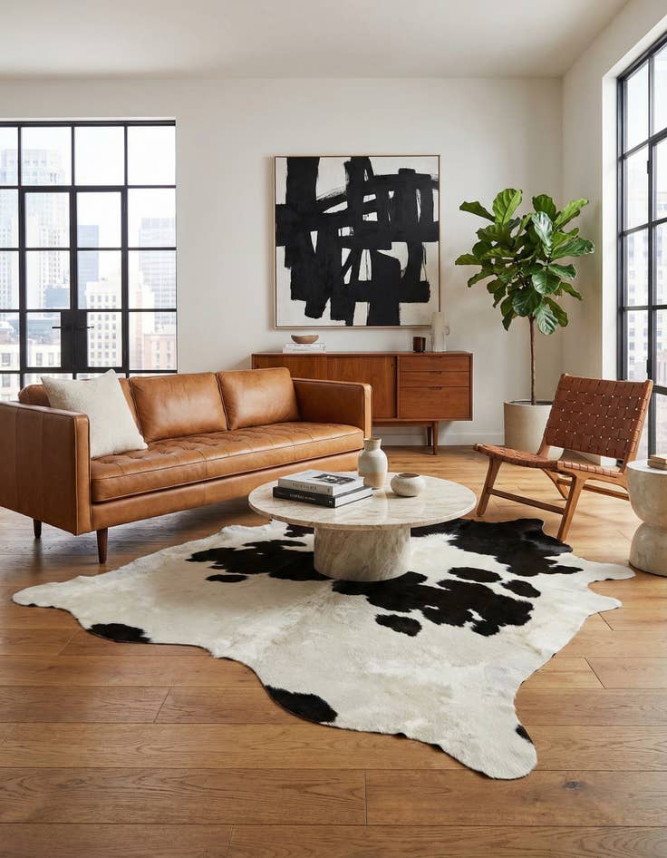 Detail image of 6' 5 x 7' 6 Cowhide Leather Rug