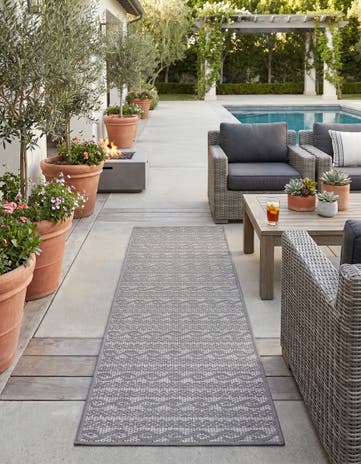 Gray Easy-Clean Modern Indoor / Outdoor Runner Rug