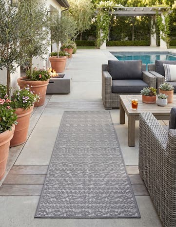 Gray Easy-Clean Modern Indoor / Outdoor Runner Rug