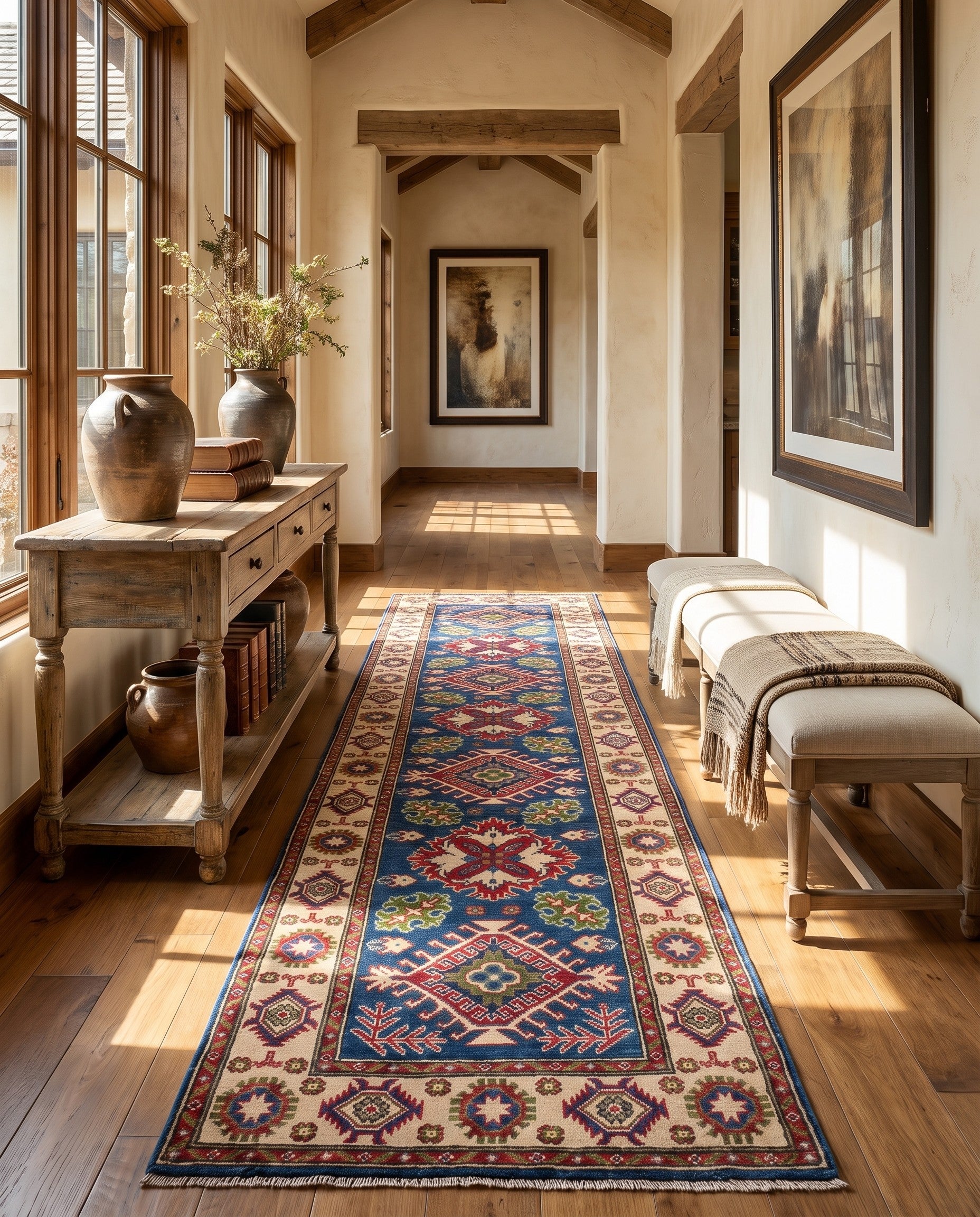 2' 8 x 9' 5 Hand Knotted Kazak Runner Rug