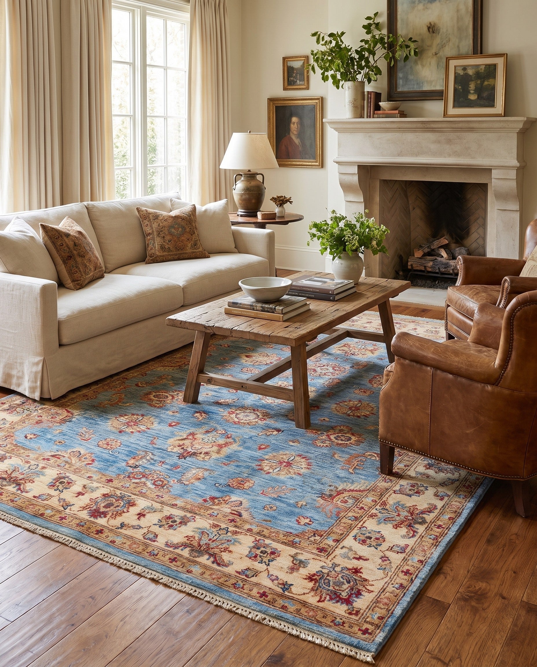 4' 11 x 6' 4 Hand Knotted Ziegler Rug