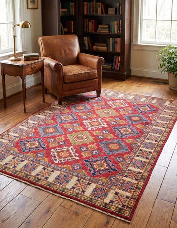 5' 1 x 6' 11 Hand Knotted Kazak Rug