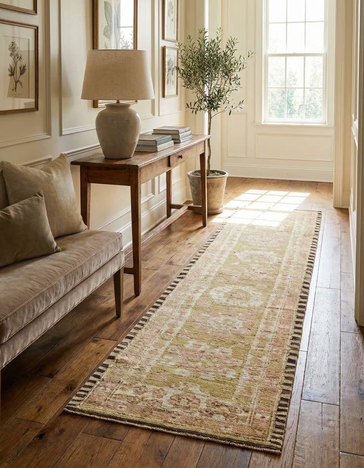 Detail image of 2' 9 x 10' 3 Hand Knotted Oushak Wool Runner Rug