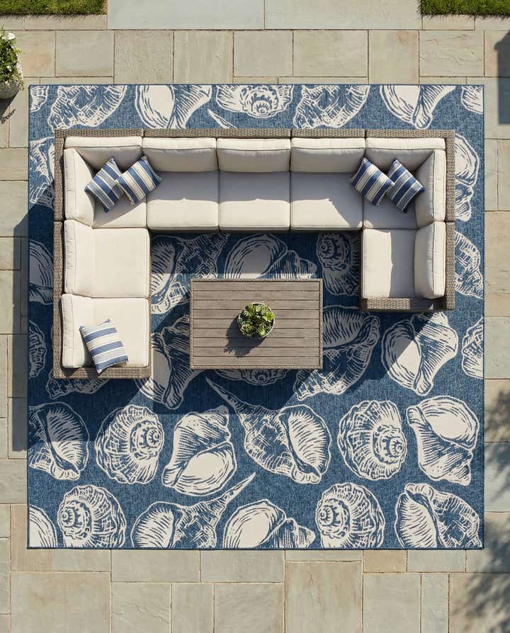 13' x 13' Easy-Clean Coastal Indoor / Outdoor Square Rug