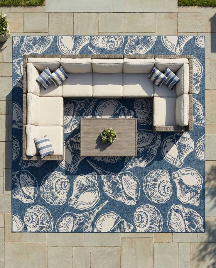 Detail image of 13' x 13' Easy-Clean Coastal Indoor / Outdoor Square Rug