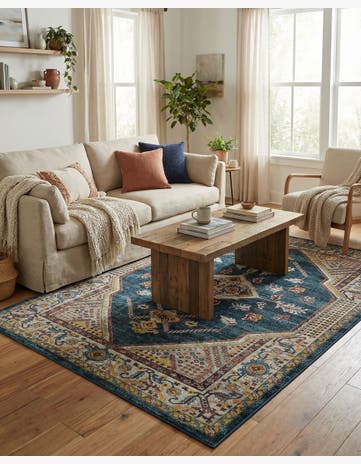 Navy Blue Kamala Washable Rug