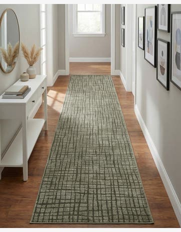 Vintage Army Green Textura Designer Runner Rug