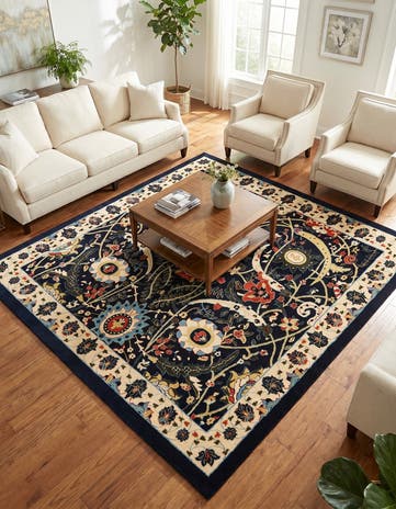 Navy Blue Neda Square Rug