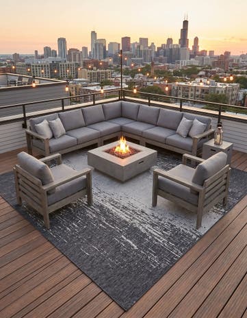 13' x 13' Easy-Clean Modern Indoor / Outdoor Square Rug