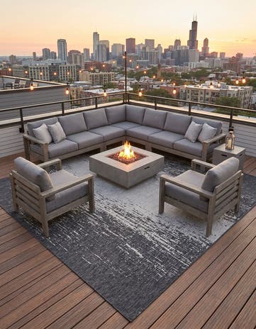 13' x 13' Easy-Clean Modern Indoor / Outdoor Square Rug