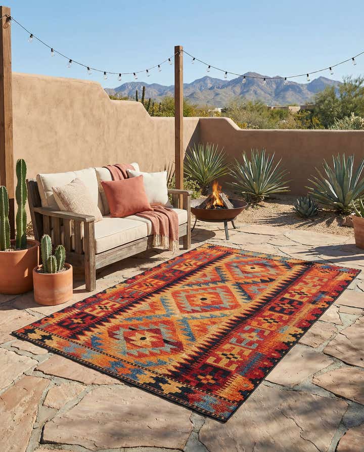4' x 6' Easy-Clean Tribal Indoor / Outdoor Rug