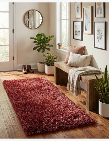 2' 5 x 4' 7 Hand Knotted Two-Tone Shag Oriental Runner Rug