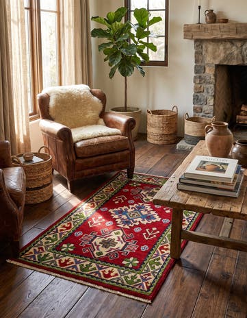 2' 6 x 4' Hand Knotted Kazak Rug