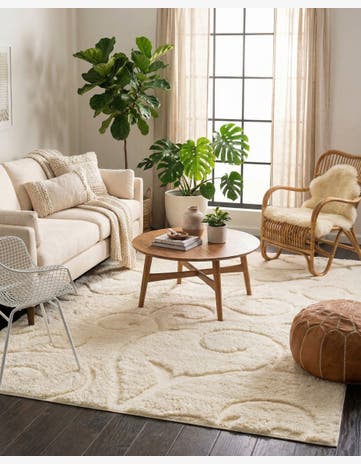 Ivory Botanical Shag Rug
