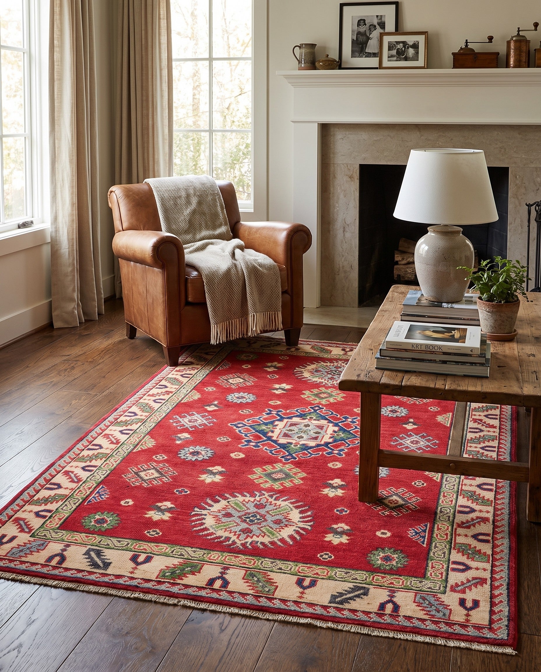 3' 5 x 4' 10 Hand Knotted Kazak Rug