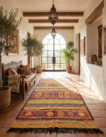 5' 9 x 10' Hand Knotted Moroccan Wool Runner Rug