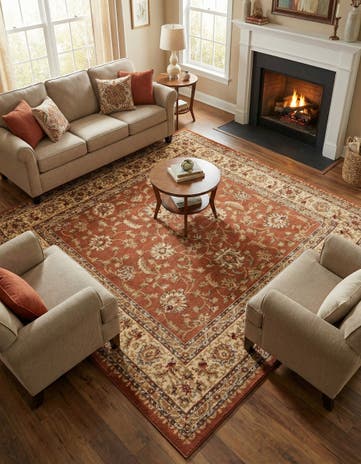Brick Red Light Rose Aditi Square Rug