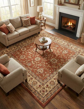 Brick Red Light Rose Aditi Square Rug
