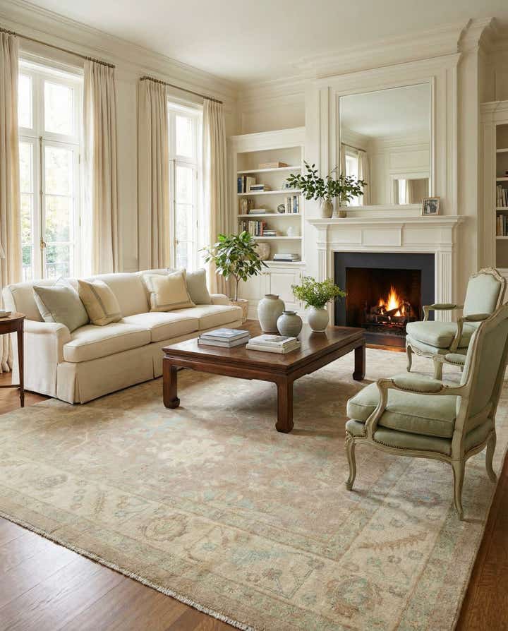 8' 8 x 12' Hand Knotted Oushak Wool Rug