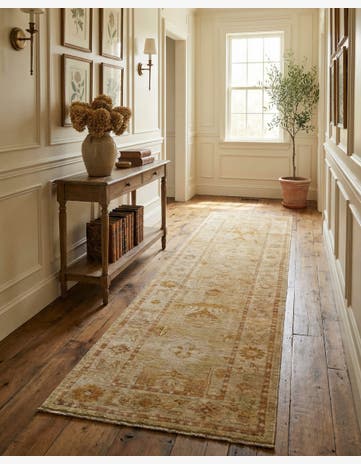 2' 9 x 9' 10 Hand Knotted Oushak Wool Runner Rug