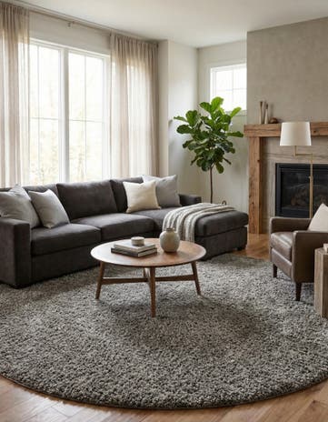 10' x 10' Solid Shag Round Rug