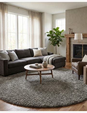 10' x 10' Solid Shag Round Rug