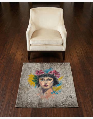 3' 3 x 3' 8 Hand Knotted Ultra Vintage Persian Wool Square Rug