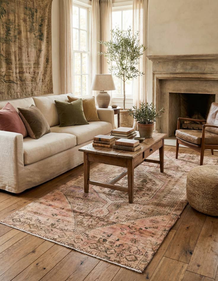 Detail image of 3' 10 x 7' 3 Hand Knotted Ultra Vintage Persian Wool Rug