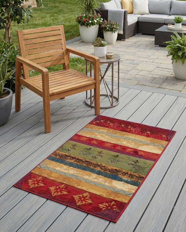 3' 3 x 5' 3 Easy-Clean Modern Indoor / Outdoor Rug