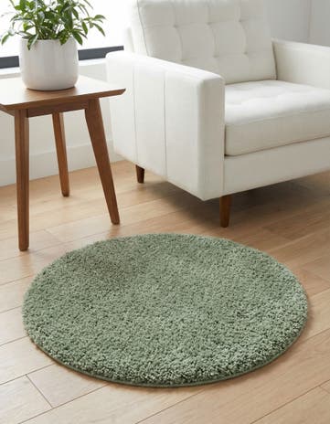 Sage Zermatt Shag Round Rug