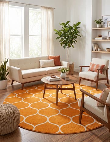 7' 10 x 7' 10 Lattice Frieze Round Rug