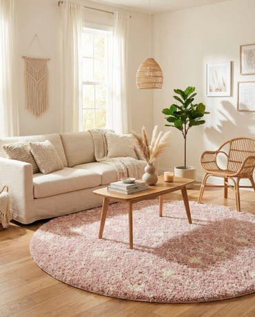  7' 10 x 7' 10 Moroccan Trellis Shag Round Rug