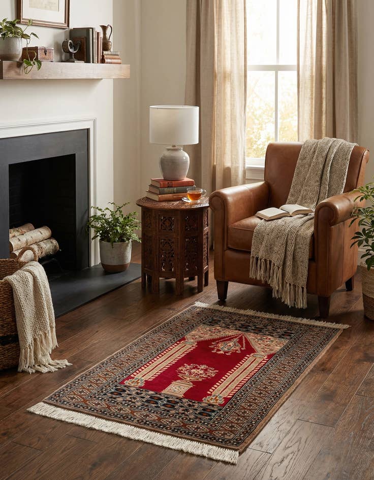 Detail image of 2' 7 x 4' Hand Knotted Bokhara Oriental Wool Rug