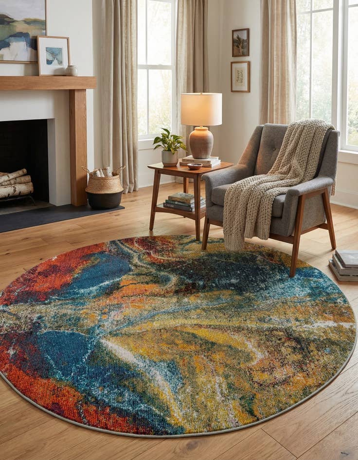 Detail image of 5' 3 x 5' 3  Washable Haerfest Round Rug