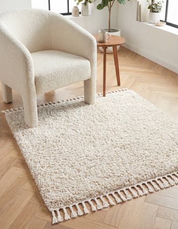 Ivory Athena Shag Square Rug