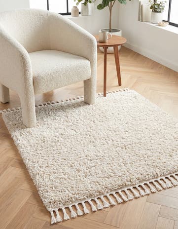 Ivory Athena Shag Square Rug