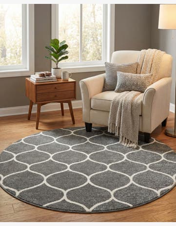 7' 10 x 7' 10 Trellis Frieze Round Rug