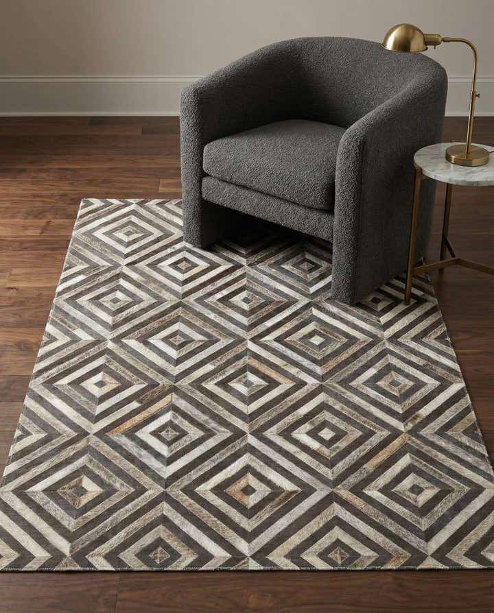 3' 10 x 5' 5 Cowhide Leather Rug