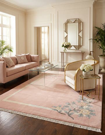 Pink Art Deco Wool Rug
