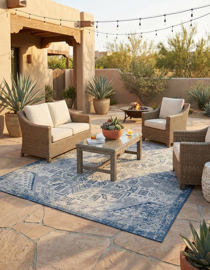 Detail image of 10' x 10' Washable Aztec Indoor / Outdoor Square Rug