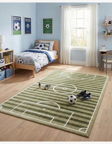 Green Sports Washable Rug